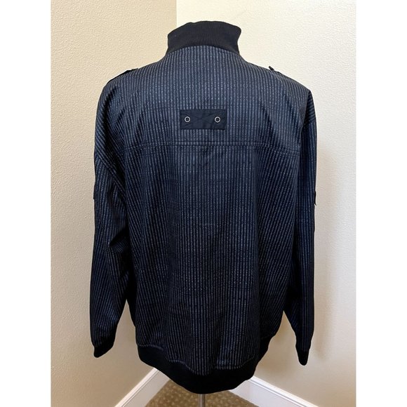 Men's Y2K Raw Blue Pinstripe Button Down Zip Military Style Jacket 3X - Picture 6 of 7